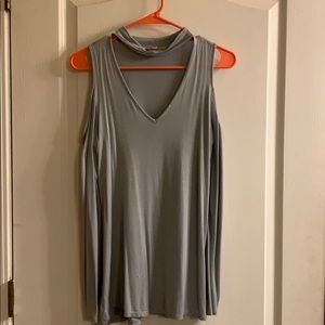 Long sleeve cold shoulder top with keyhole neck